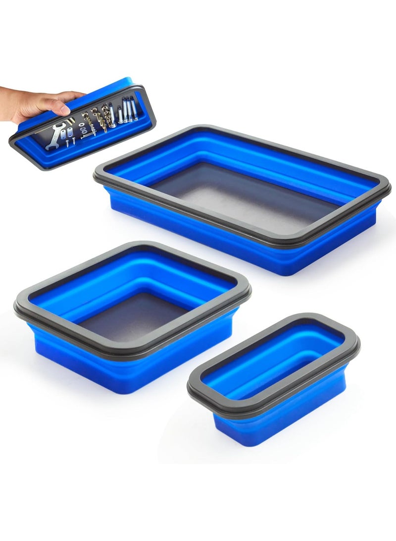 Generic Collapsible Magnetic Parts Tray Set - 3 Different Size Tool Trays for Screw Bolts Nuts Washers Pins and Other Small Metal Parts Mechanic Tool Gifts for Men  - Image 1