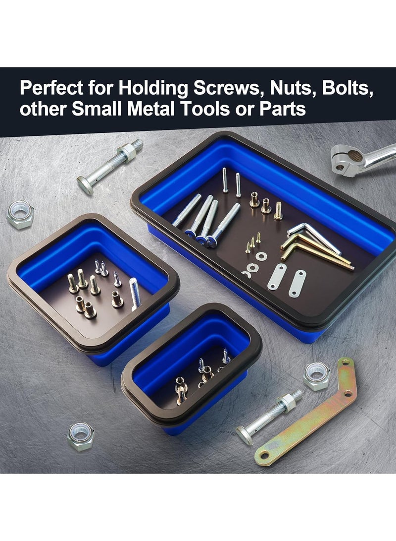 Generic Collapsible Magnetic Parts Tray Set - 3 Different Size Tool Trays for Screw Bolts Nuts Washers Pins and Other Small Metal Parts Mechanic Tool Gifts for Men  - Image 5