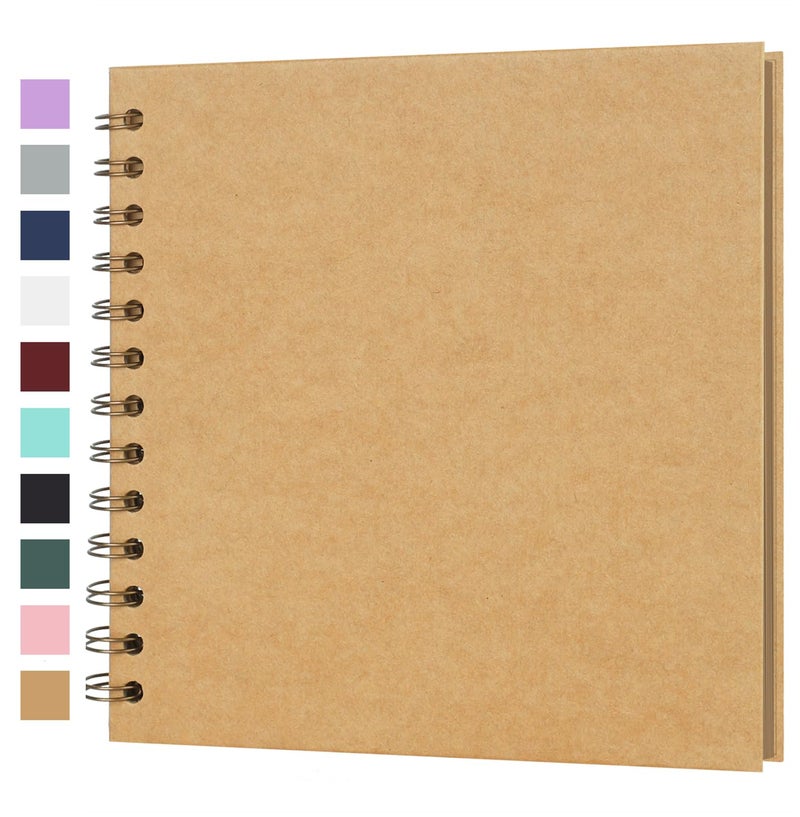 Bonyomor Scrapbook Album 7x7 Inches 40 Pages Hardcover Kraft Paper Photo Album Scrap Book Memory Book Blank DIY Scrapbook Albums for Boyfriend Wedding Baby Travel Anniversary Family, Brown - Image 1