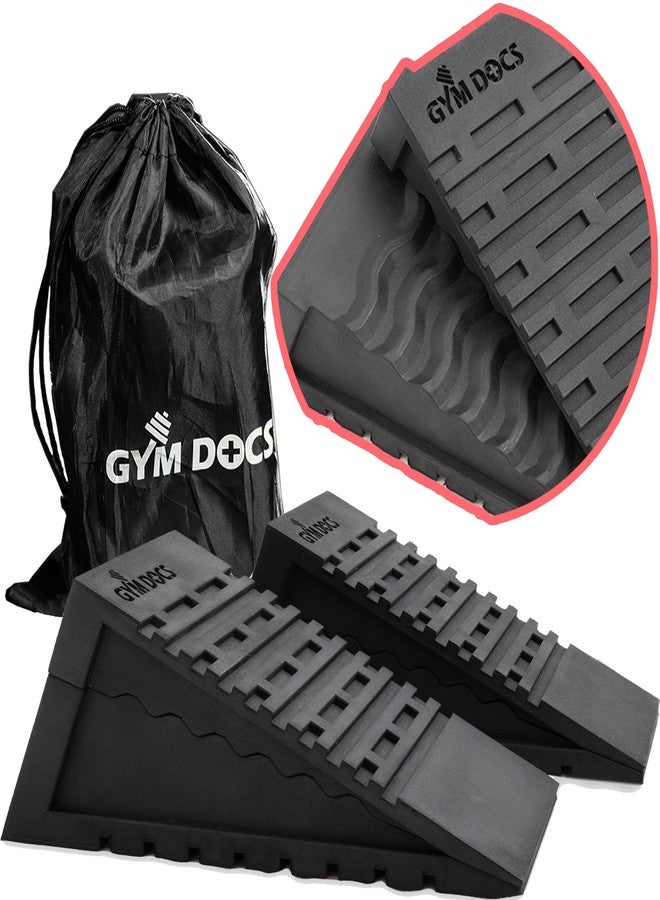 Gym Docs - Squat Wedge Block (Pair) Adjustable Non-Slip Slant Board for Elevated Heel Squats, Deadlift, Calf Stretcher - Doctor Designed Physical Therapy Equipment for Strength Training, Stretching. - Image 1