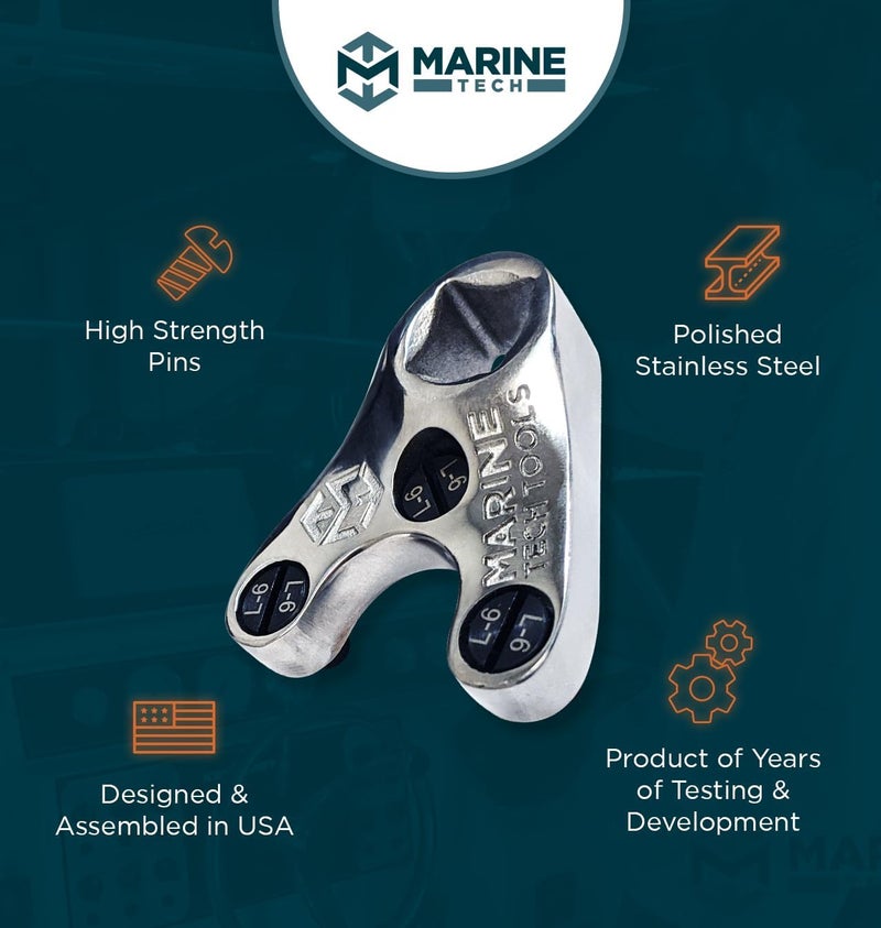 M Marine Tech Tools Marine Tech Tools 35mm Outboard Pin Wrench (AMT0009) with L-6 Pins, Spanner Wrench, Tilt Cap Removal tool, Tilt Caps fit SHOWA Manufactured Units, Yamaha, Suzuki, Johnson, Honda, & Evinrude - Image 5