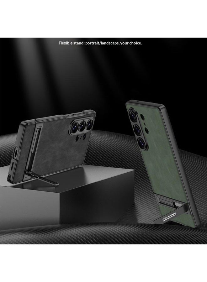 جي كي كي غطاء حماية فاخر من الجلد غير اللامع لهاتف سامسونج جالاكسي إس 26 ألترا (2026) أنه فائق النحافة و مقاوم للصدمات كما يوفر حماية شاملة و يدعم الشحن اللاسلكي مع حامل مخفي وفتحة للقلم - القلم غير مرفق - Image 2