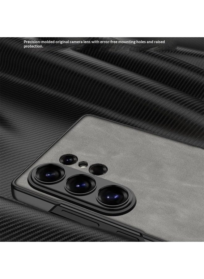 جي كي كي غطاء حماية فاخر من الجلد غير اللامع لهاتف سامسونج جالاكسي إس 26 ألترا (2026) أنه فائق النحافة و مقاوم للصدمات كما يوفر حماية شاملة و يدعم الشحن اللاسلكي مع حامل مخفي وفتحة للقلم - القلم غير مرفق - Image 4