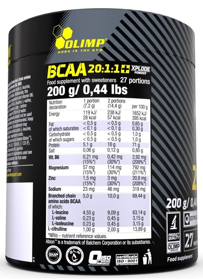 Olimp - BCAA 20:1:1 Xplode Powder 200 Grams, Grapefruit - Image 1