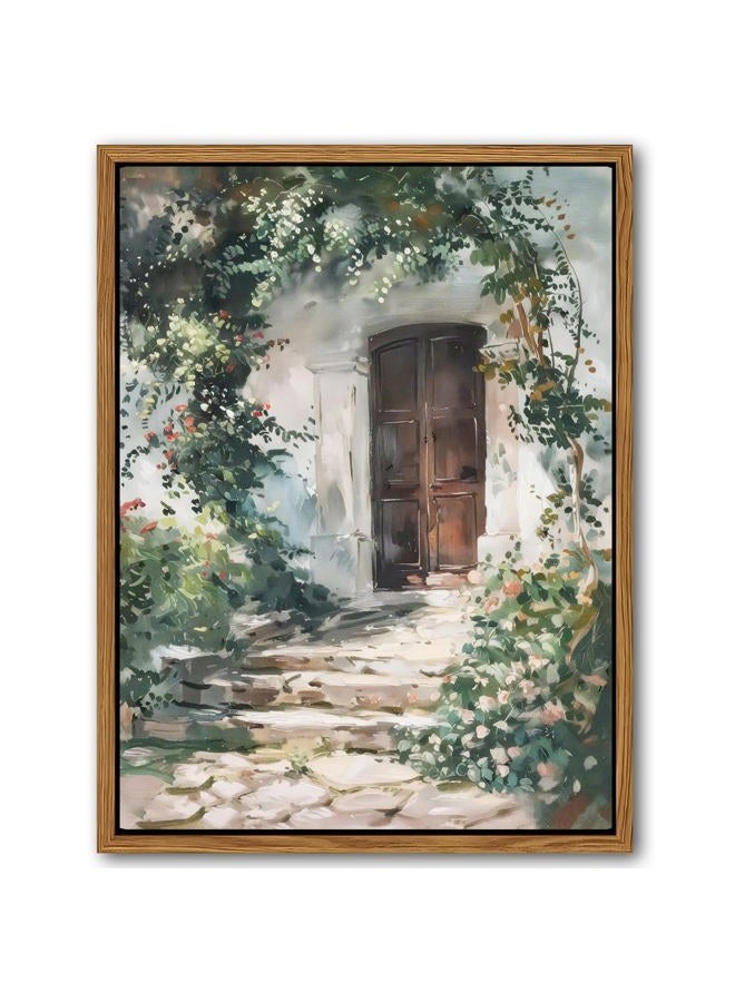 AKWISH Floating Framed Canvas Vintage Wall Art, Rustic Cottage Spring Garden Oil Paintings Print, Country Floral Pictures Wall Decor for Living Room Bedroom Office Home Decor 12x16 inch - Image 1