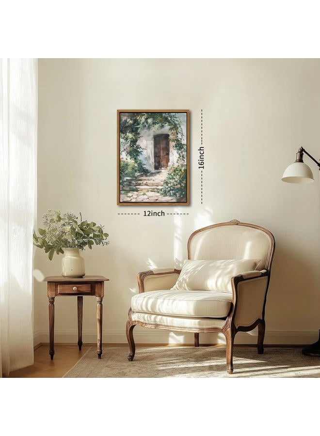 AKWISH Floating Framed Canvas Vintage Wall Art, Rustic Cottage Spring Garden Oil Paintings Print, Country Floral Pictures Wall Decor for Living Room Bedroom Office Home Decor 12x16 inch - Image 3