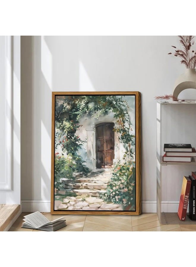 AKWISH Floating Framed Canvas Vintage Wall Art, Rustic Cottage Spring Garden Oil Paintings Print, Country Floral Pictures Wall Decor for Living Room Bedroom Office Home Decor 12x16 inch - Image 2