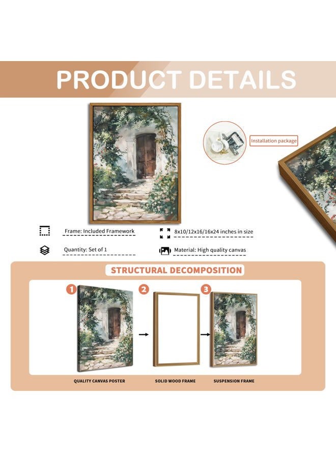 AKWISH Floating Framed Canvas Vintage Wall Art, Rustic Cottage Spring Garden Oil Paintings Print, Country Floral Pictures Wall Decor for Living Room Bedroom Office Home Decor 12x16 inch - Image 5