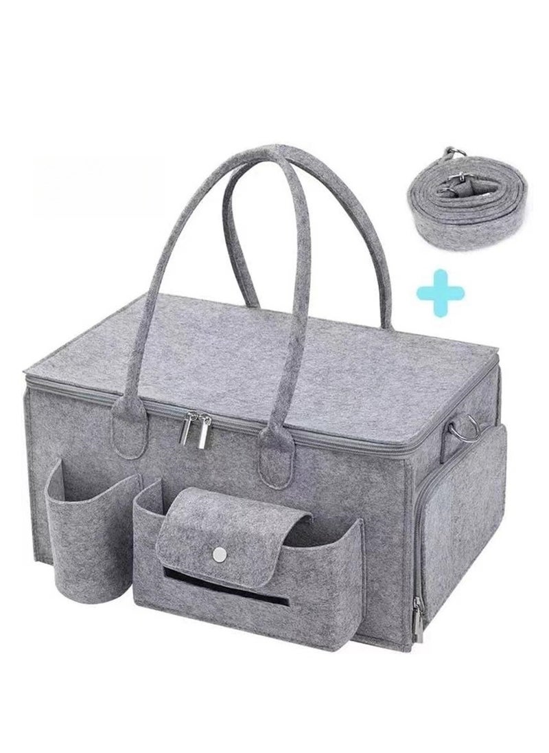 Laseta Baby Diaper Caddy Organizers -Printed Storage Mother Bags - Nursery Storage Foldable and Portable - Grey  40X25cm  - Image 1
