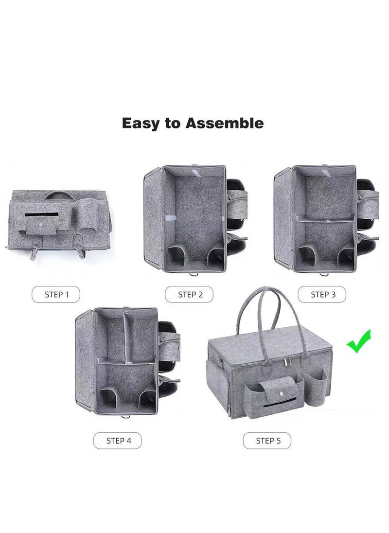 Laseta Baby Diaper Caddy Organizers -Printed Storage Mother Bags - Nursery Storage Foldable and Portable - Grey  40X25cm  - Image 2