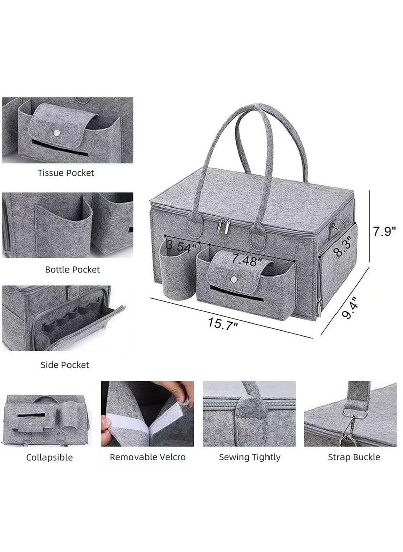 Laseta Baby Diaper Caddy Organizers -Printed Storage Mother Bags - Nursery Storage Foldable and Portable - Grey  40X25cm  - Image 3