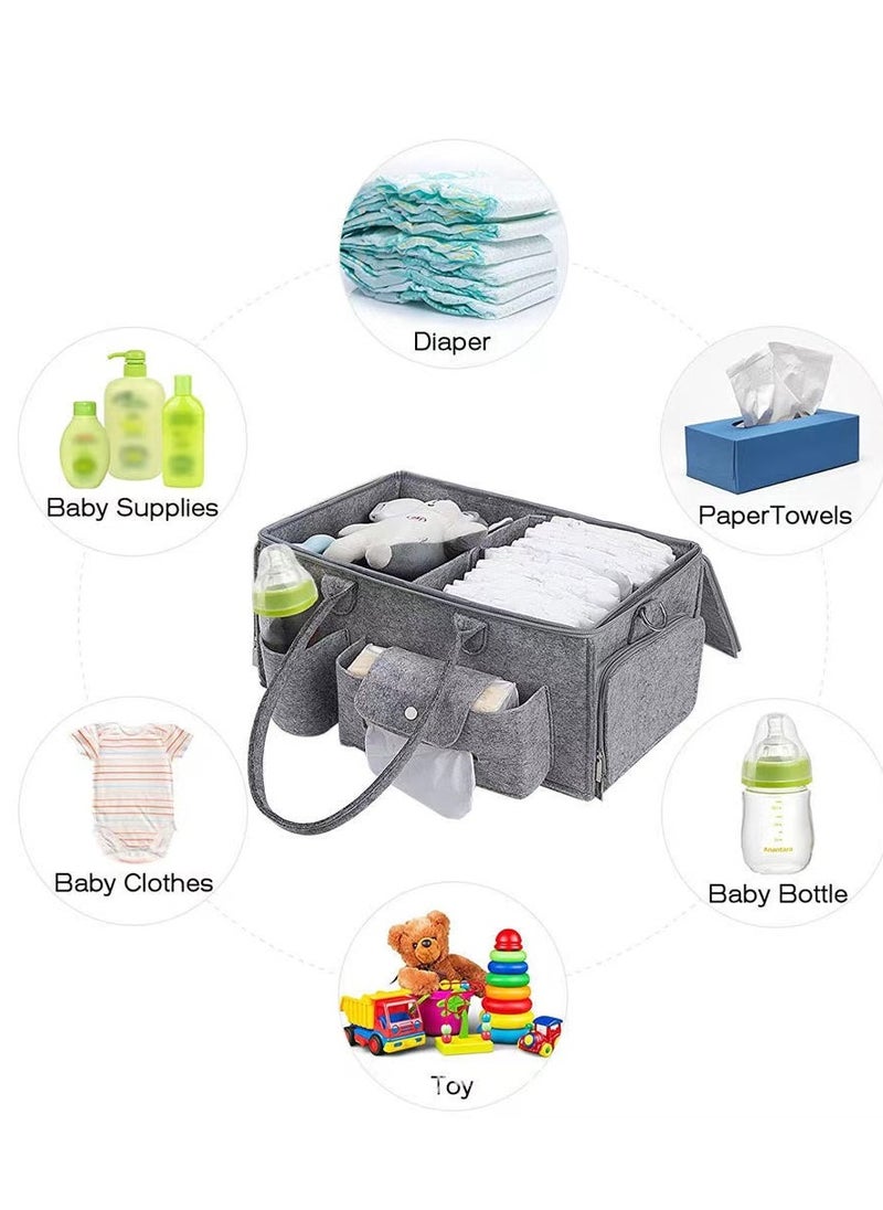 Laseta Baby Diaper Caddy Organizers -Printed Storage Mother Bags - Nursery Storage Foldable and Portable - Grey  40X25cm  - Image 4