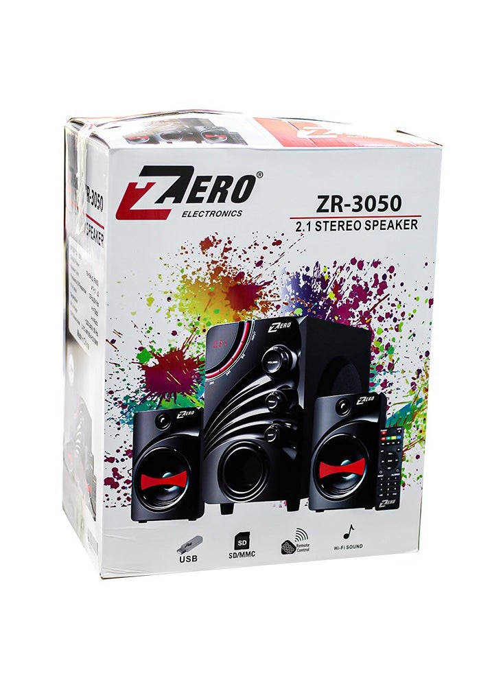 زيرو - صب ووفر مزود بتقنية البلوتوث - منفذ بطاقة الذاكرة - منفذ USB وريموت موديل ZR-3050 - Image 1