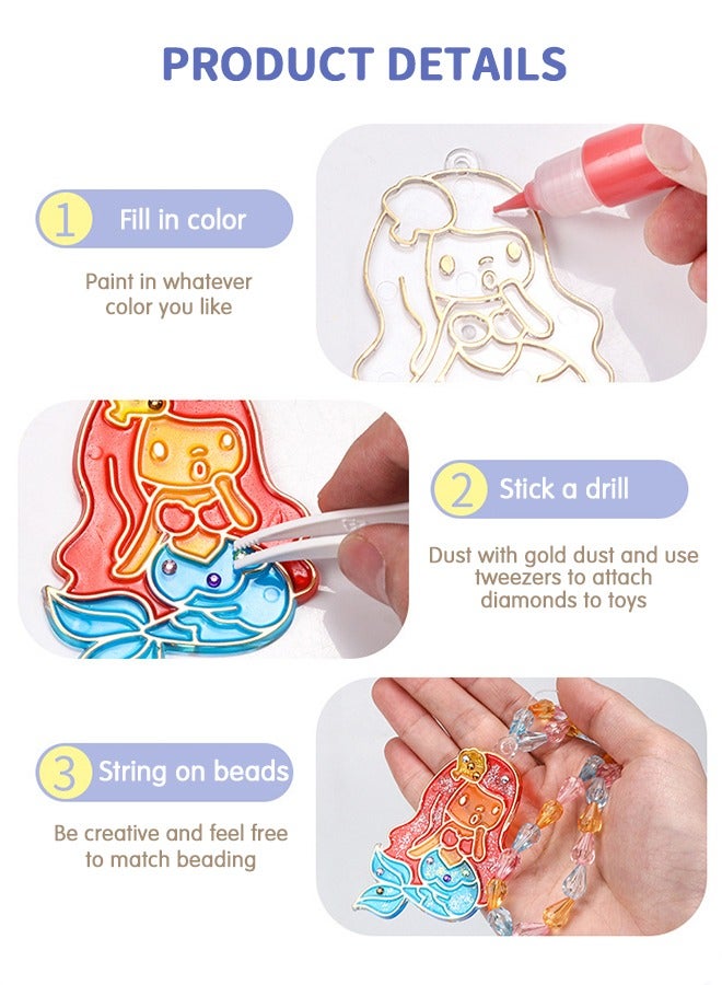 GROIC طقم فنون وحرف 6 قطع، مشاريع رسم افعلها بنفسك بموضوع رائد الفضاء، ملون مع الماس وسلسلة افعلها بنفسك، أفكار رائعة لنشاط رسم الأطفال في المنزل - Image 3