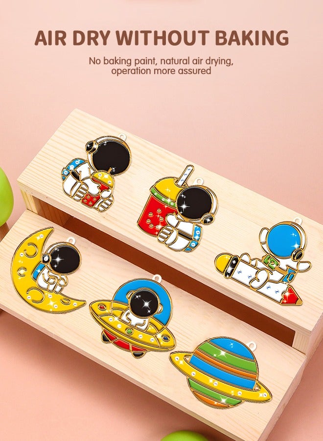 GROIC طقم فنون وحرف 6 قطع، مشاريع رسم افعلها بنفسك بموضوع رائد الفضاء، ملون مع الماس وسلسلة افعلها بنفسك، أفكار رائعة لنشاط رسم الأطفال في المنزل - Image 4