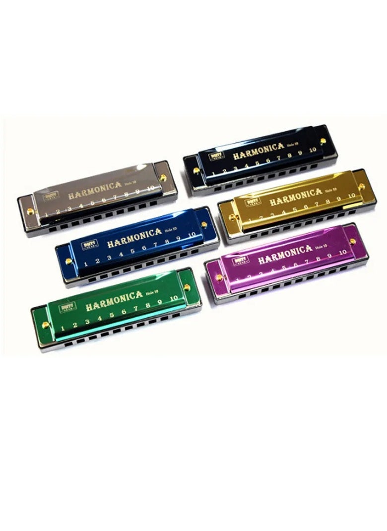AROAQ Students Harmonica C Key, Compact And Portable 10 Hole Diatonic Harmonica C With Case, Durable Loud Sound Harmonica Musical Instrument For Beginner Students Kids, (Gold, 1pc)  - Image 2