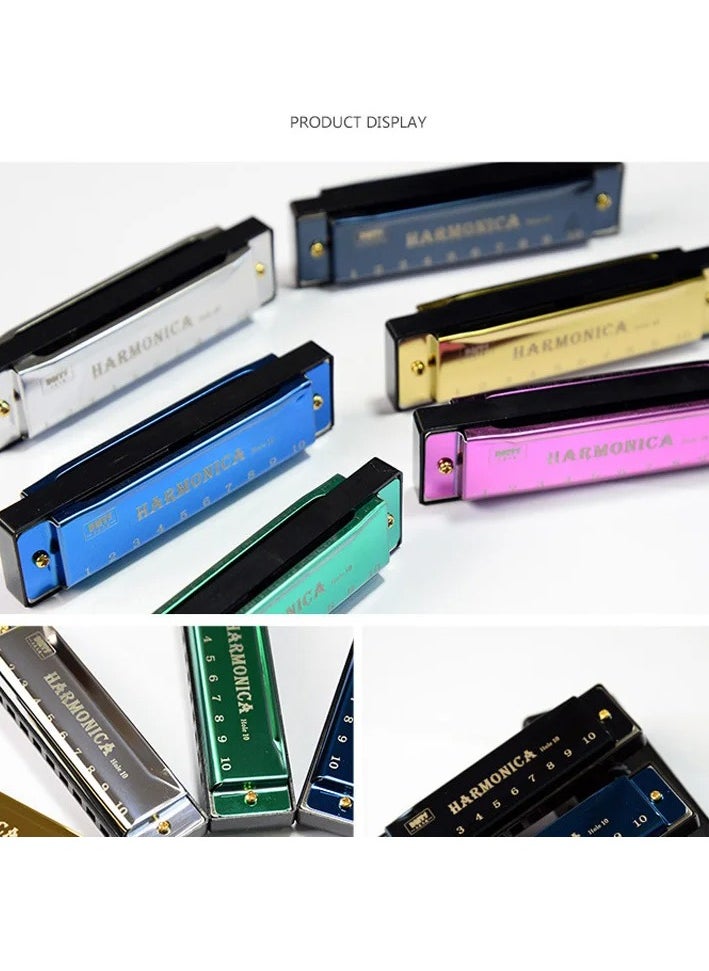 AROAQ Students Harmonica C Key, Compact And Portable 10 Hole Diatonic Harmonica C With Case, Durable Loud Sound Harmonica Musical Instrument For Beginner Students Kids, (Gold, 1pc)  - Image 3