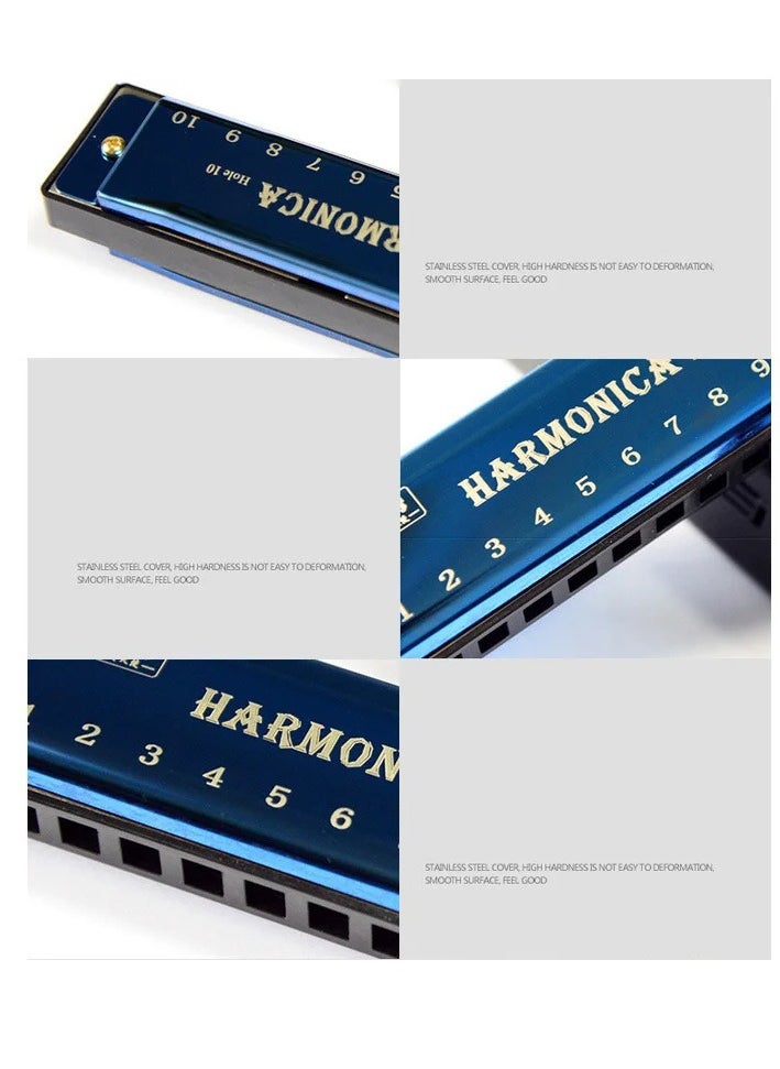 AROAQ Students Harmonica C Key, Compact And Portable 10 Hole Diatonic Harmonica C With Case, Durable Loud Sound Harmonica Musical Instrument For Beginner Students Kids, (Gold, 1pc)  - Image 4