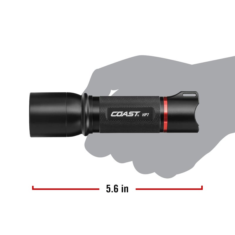 Coast مصباح يدوي LED COAST® HP7 بقوة 730 لومن مع نظام تركيز SLIDE FOCUS® وقفل الشعاع BEAM LOCK®، أسود - Image 2