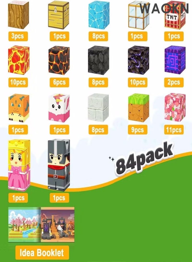 WAOKN Magnetic Blocks - Build Magnet World Magic Portal Set, Magnetic Tiles 0.8" Building Blocks Toddler Toys STEM Sensory Outdoor Toys for 3+ Year Old Boys & Girls, Creative Kids Games Kids Toys 84PCS - Image 5