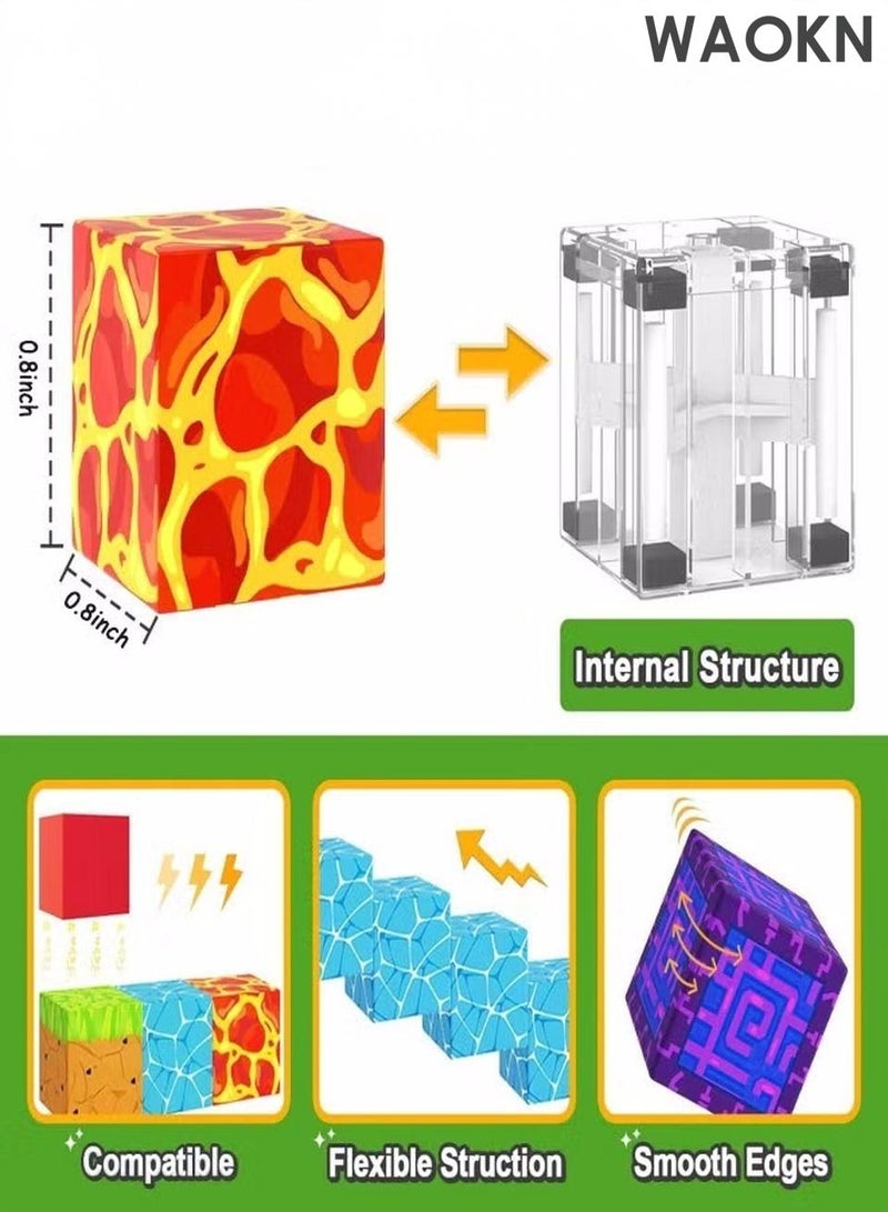 WAOKN Magnetic Blocks - Build Magnet World Magic Portal Set, Magnetic Tiles 0.8" Building Blocks Toddler Toys STEM Sensory Outdoor Toys for 3+ Year Old Boys & Girls, Creative Kids Games Kids Toys 84PCS - Image 4