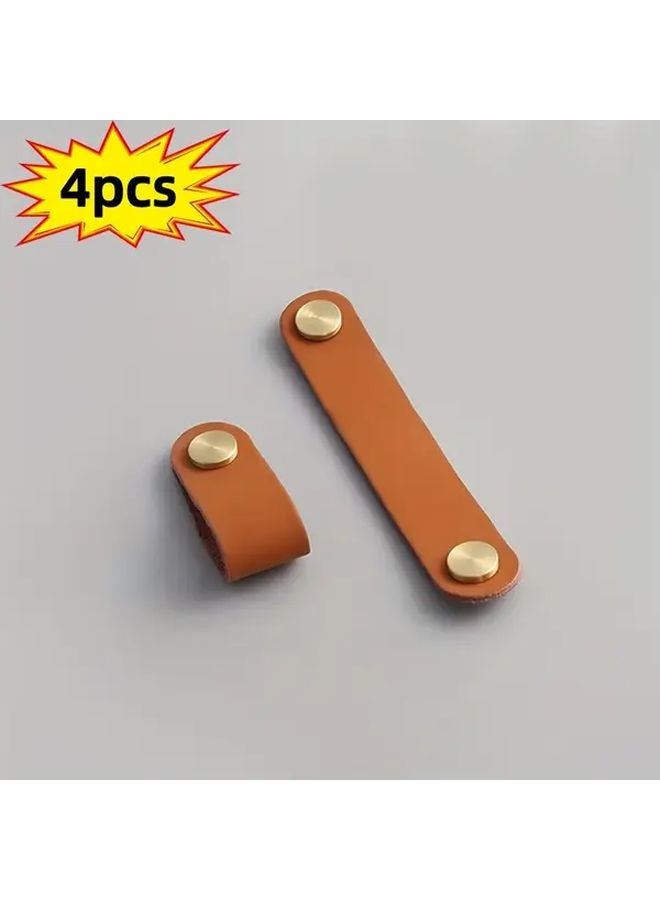 Nordic Style Anti Collision Leather Handles 4pcs 2 76in Brass Centers For Cabinets Wardrobes Drawers - Image 2