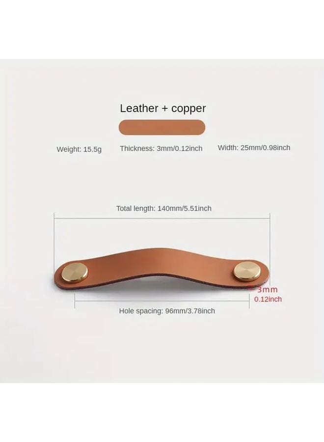 Nordic Style Anti Collision Leather Handles 4pcs 2 76in Brass Centers For Cabinets Wardrobes Drawers - Image 3