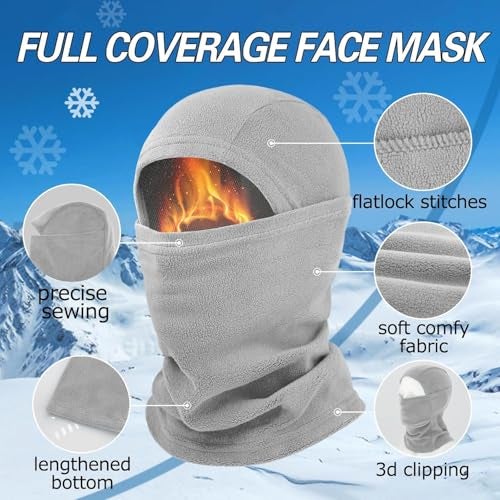 NORTHWIND Winter mask for Men Unisex Polar Fleece Thick Warm Full Cover Face Mask Winter Cap ski mask Winter Accessories for Men Cold Weather (Grey) - Image 3
