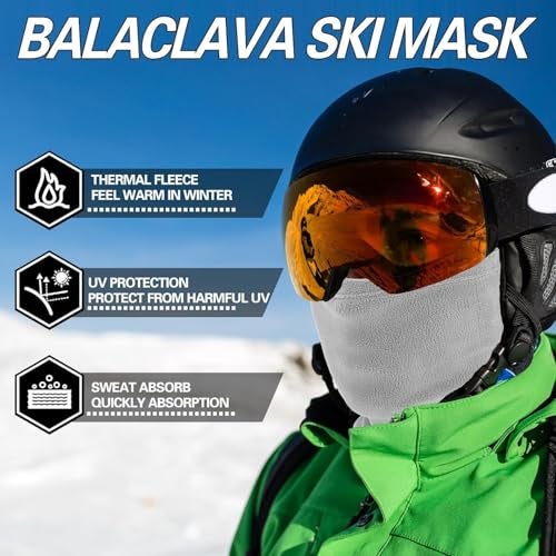 NORTHWIND Winter mask for Men Unisex Polar Fleece Thick Warm Full Cover Face Mask Winter Cap ski mask Winter Accessories for Men Cold Weather (Grey) - Image 2