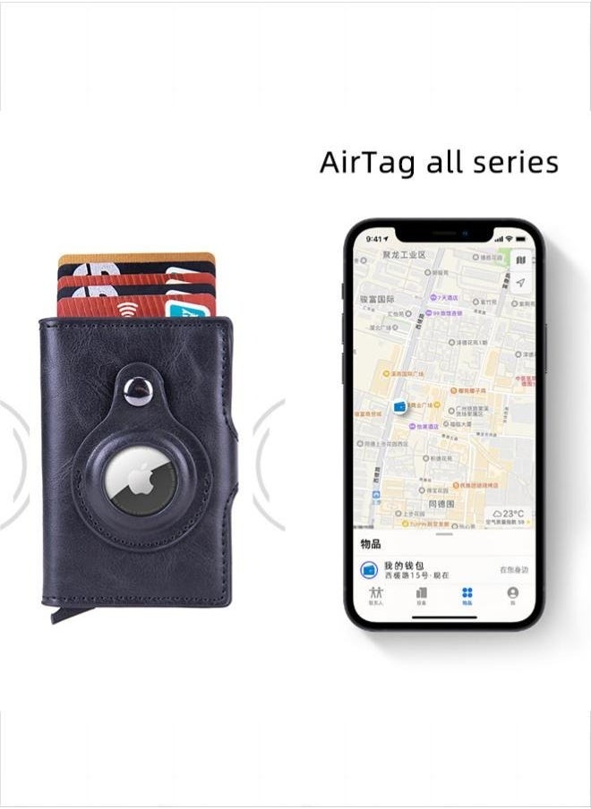 In Air - Rfid Card Holder Men's Wallet Small Leather Ultra-Thin Wallet Airtag Air Tag Mini Wallet - Image 1
