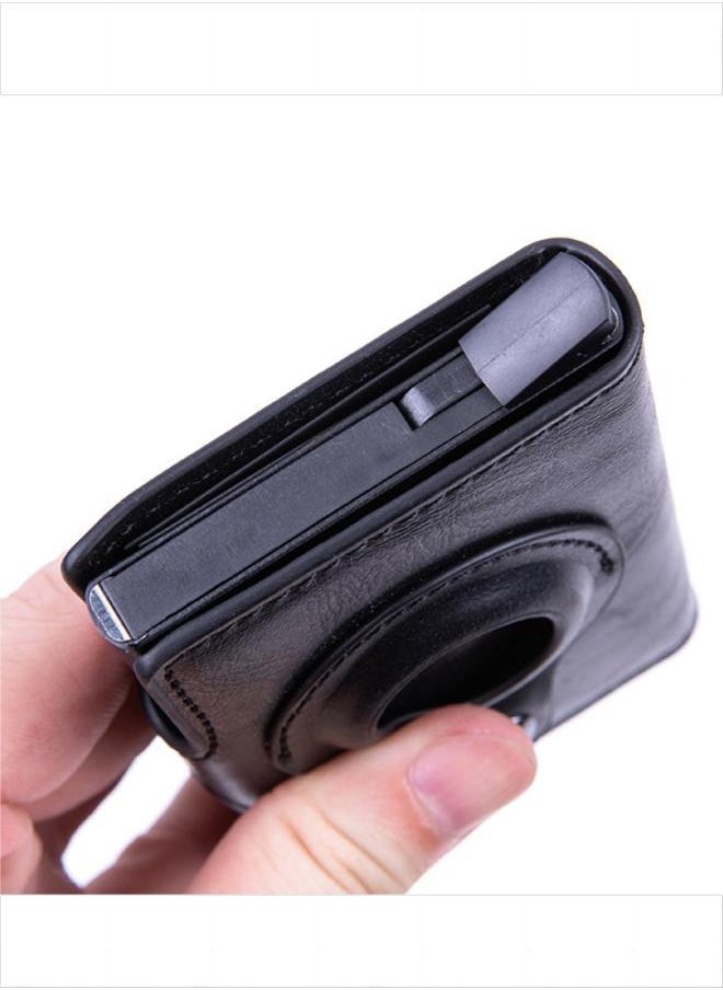 In Air - Rfid Card Holder Men's Wallet Small Leather Ultra-Thin Wallet Airtag Air Tag Mini Wallet - Image 1