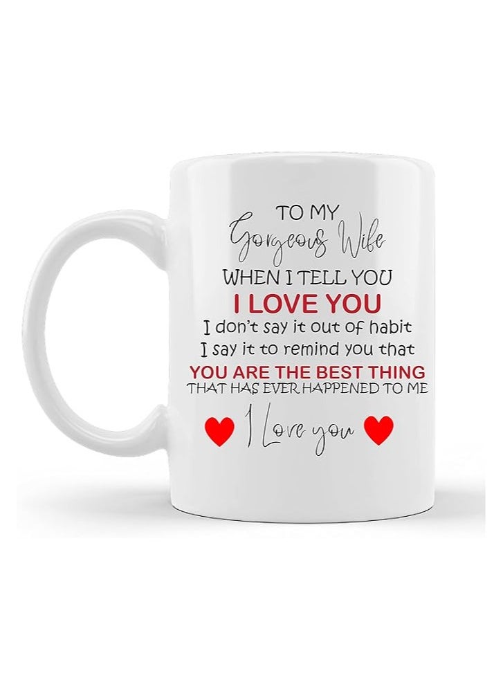 PRINTSHOP4ME Ceramic Mug Gift For Lovely Wife In International Women's Day Perfect Present For Wify Gifts For Wife&Romatic Gifts Personalized Ceramic Cup Gift For Her,Wife Gifts For Women  - Image 1