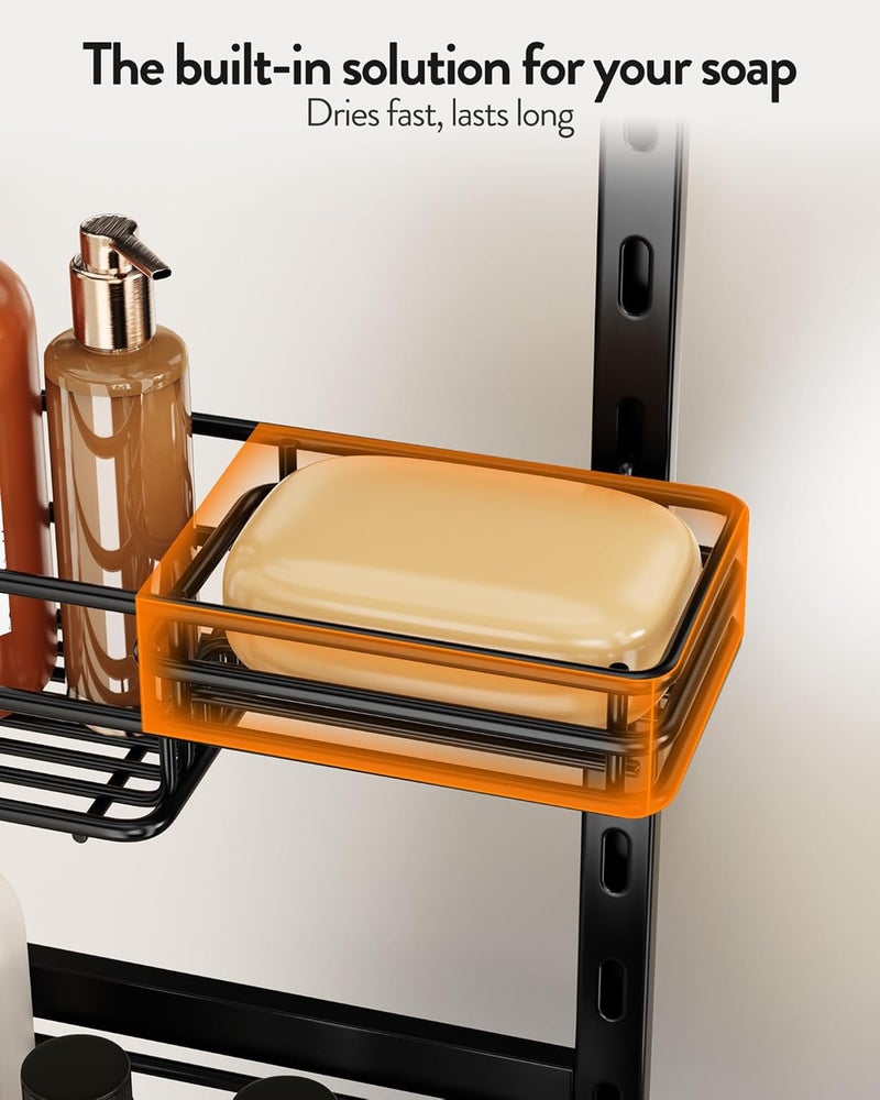 Orimade Over the Door Shower Caddy Adjustable Hanging Organizer Shelf Rustproof with Hook,Shampoo Holder Bathroom Shelf with Soap Holder,Shower Basket with Suction Cup Extra Large, 5 Tier (US Patent) - Image 5
