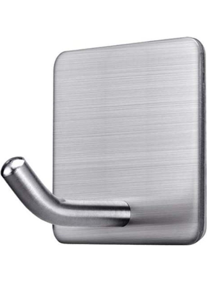 NIBEMINENT 4-Pack Self Adhesive Stainless Steel Heavy Duty Wall Hook Silver