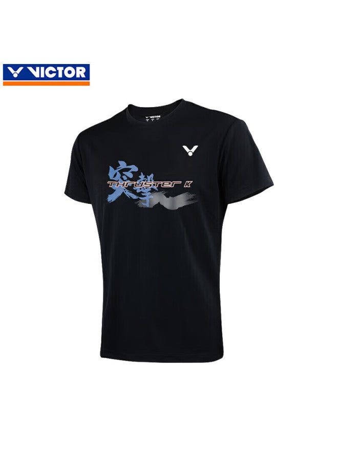 Victor Badminton Short-Sleeve T-Shirt T-39005C, Black, Breathable Style, Size L - Image 1