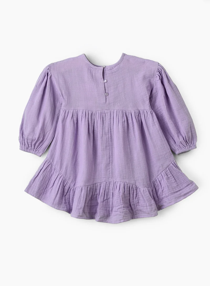 Jelliene Girls Lilac Embroidered Long Sleeve Dress