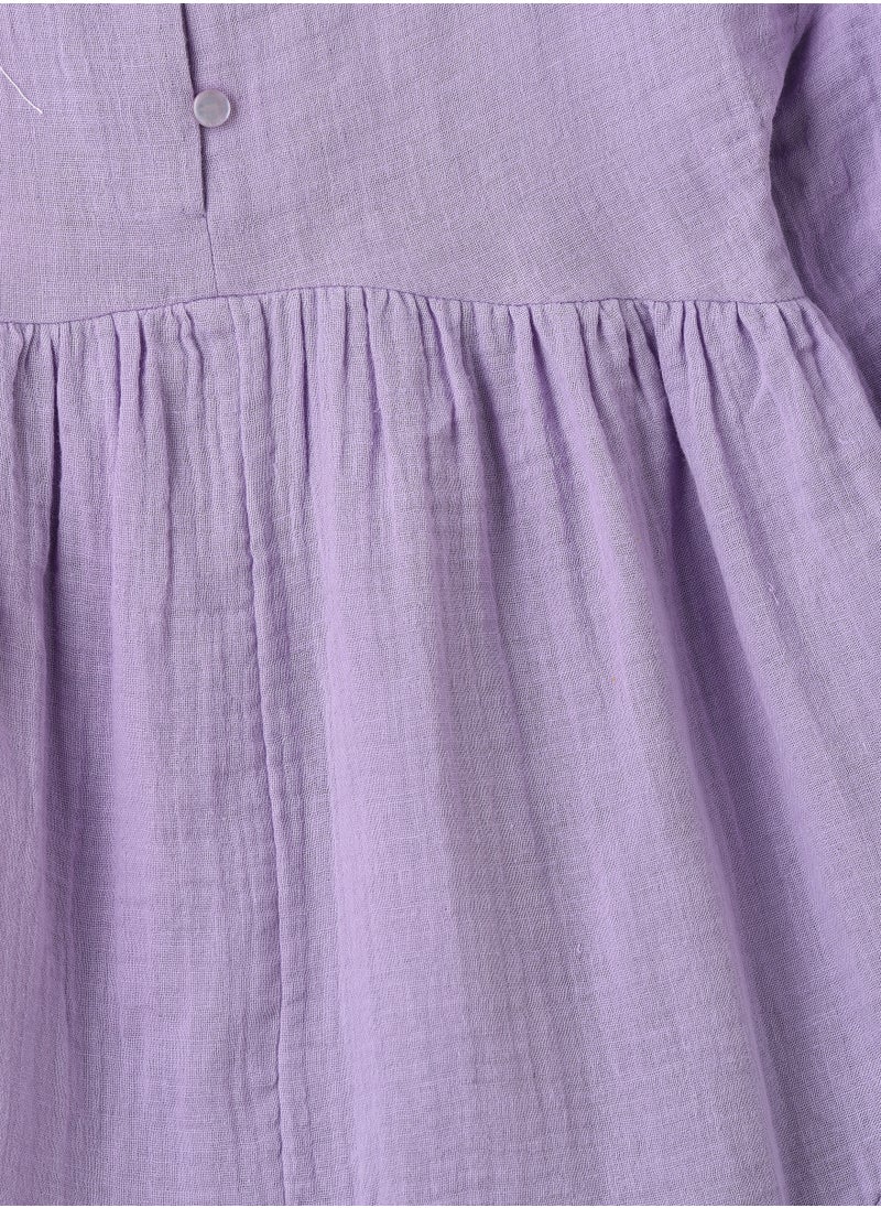 Jelliene Girls Lilac Embroidered Long Sleeve Dress  - Image 3