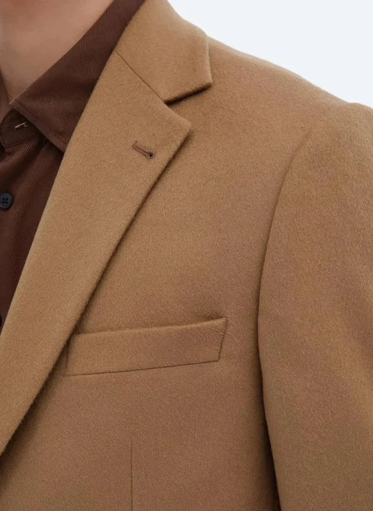 كيب جاكيت باف سادة بقصة عصرية من مزيج الصوف