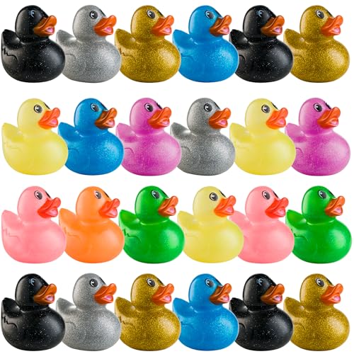 Bedwina Glitter Rubber Ducks in Bulk Jeep Ducks for Ducking and Cruise Gifts Kids Bath Toys Mini Floating Rubber Duckies Party Favors Bulk Toys for Kids Pool Birthday Decor 50 Count - Image 1