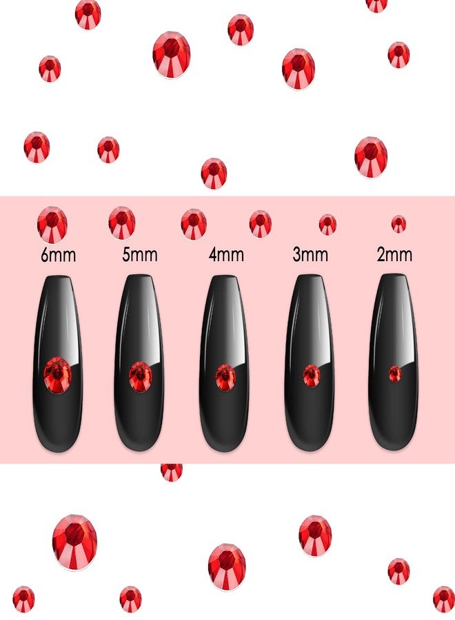 Canvalite 2784PCS Red Rhinestones Flat Back Gems, Nail Rhinestones Gems with 5Pcs Jewelry Glues, Pick Up Tweezers and Diamonds Picker Dotting Pen, Tools for Nail Art, Clothes, Face, Crafts - Image 2
