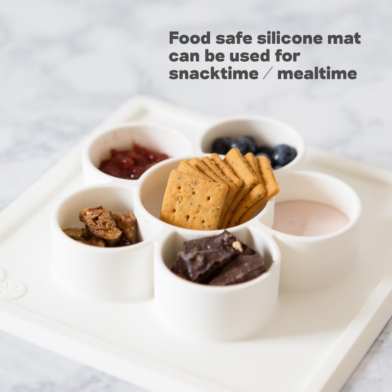 ezpz Mini Play Mat for Baby + Toddler (Cream) - 6 Months+ - Suction Plate with Flower Compartments for Crafts, Painting, Sorting, Snack Time - Promotes Pincer Grip - Image 5