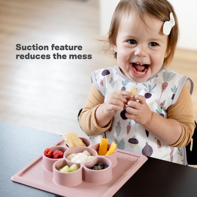 ezpz Mini Play Mat for Baby + Toddler (Cream) - 6 Months+ - Suction Plate with Flower Compartments for Crafts, Painting, Sorting, Snack Time - Promotes Pincer Grip - Image 4