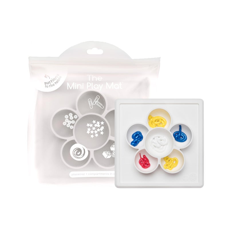 ezpz Mini Play Mat for Baby + Toddler (Cream) - 6 Months+ - Suction Plate with Flower Compartments for Crafts, Painting, Sorting, Snack Time - Promotes Pincer Grip - Image 1