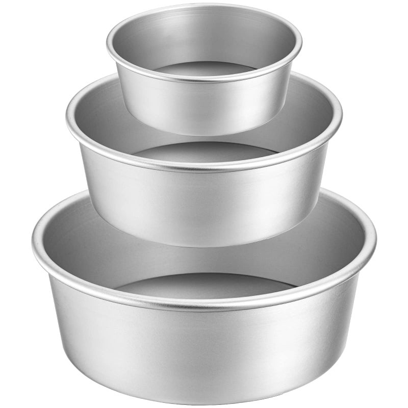 Lawei Round Cake Pan Set  4 6 8 Aluminium Cake Pans with Removable Base Round Cake Baking Pans for Wedding Birthday Party
