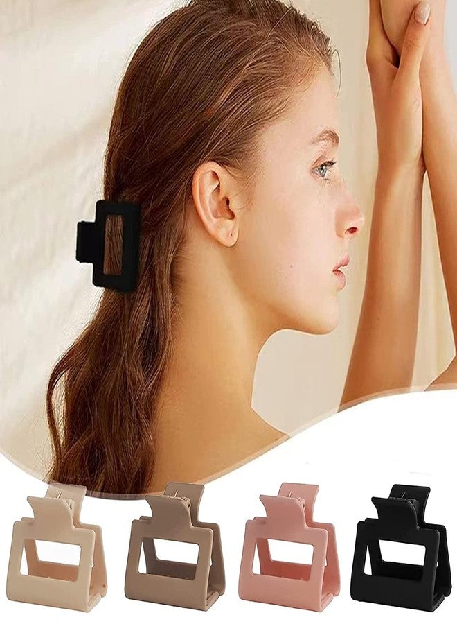 DENICRAAS مشابك شعر دينيكراس، مشابك شعر بمخالب، مشابك شعر غير لامعة للشعر الكثيف، مشابك شعر مربعة بمخالب، مشابك شعر للنساء (4 قطع) - Image 1
