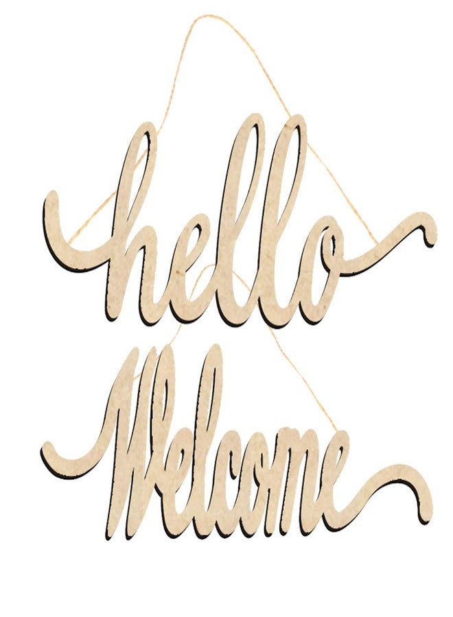 Creaides Hello Welcome Wood Sign Cutout Wooden Letter Sign DIY Block Words Decorative Signs for Wreath Home Door Wall Art Decoration - Image 1