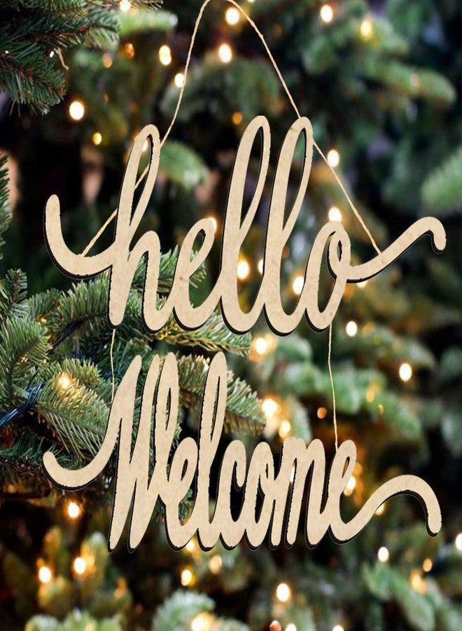 Creaides Hello Welcome Wood Sign Cutout Wooden Letter Sign DIY Block Words Decorative Signs for Wreath Home Door Wall Art Decoration - Image 4
