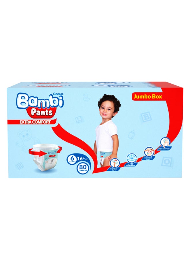 Sanita Bambi Pants Jumbo Box Size 6, XX Large +16 KG, 80 Count - Image 1