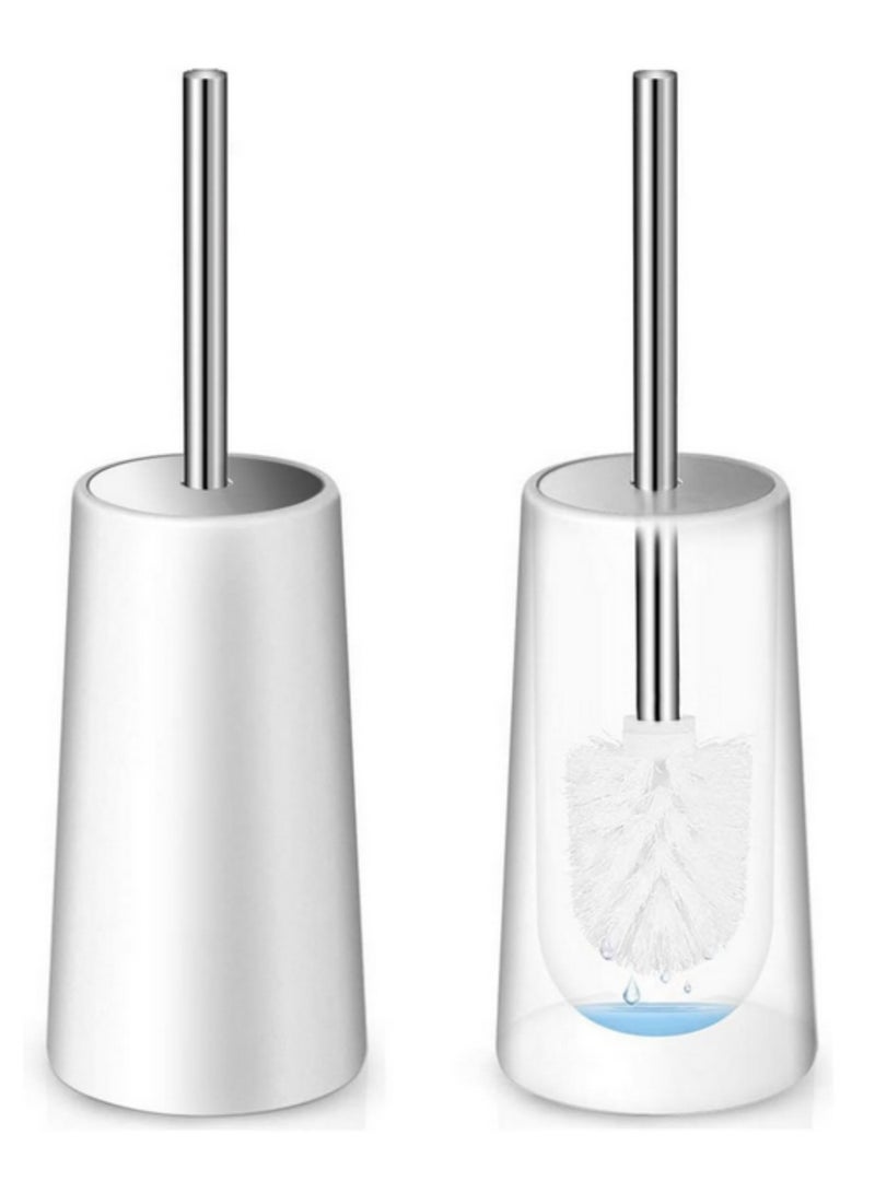 2 Pack Toilet Brush Stainless Steel Handle Waterproof Rustproof Durable Bathroom Brush Holder Set Corner Cleaning Toilet Brush with Long Brush and Handle Antirust Design Soft but Firm Bristles - Image 1