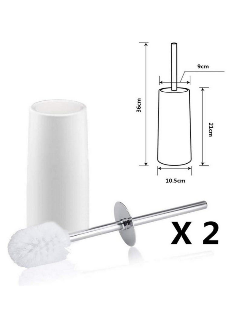 2 Pack Toilet Brush Stainless Steel Handle Waterproof Rustproof Durable Bathroom Brush Holder Set Corner Cleaning Toilet Brush with Long Brush and Handle Antirust Design Soft but Firm Bristles - Image 2